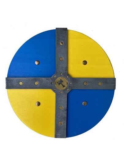 Kalid Medieval - Houten Viking Schild - geel blauw
