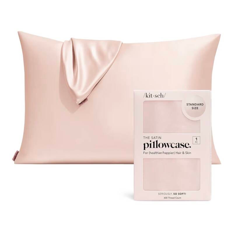 Kitsch Satin Pillowcase with Zipper for Hair & Skin, Softer Than Silk Pillow Cases Queen, Smooth Pillow Covers