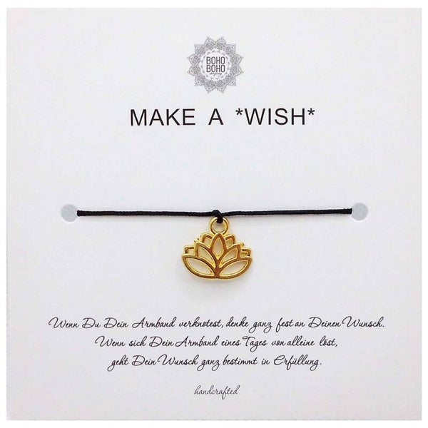 Make A *Wish* - Wunscharmband / Glücksarmband * LOTUS Blume Gold * Geschenk