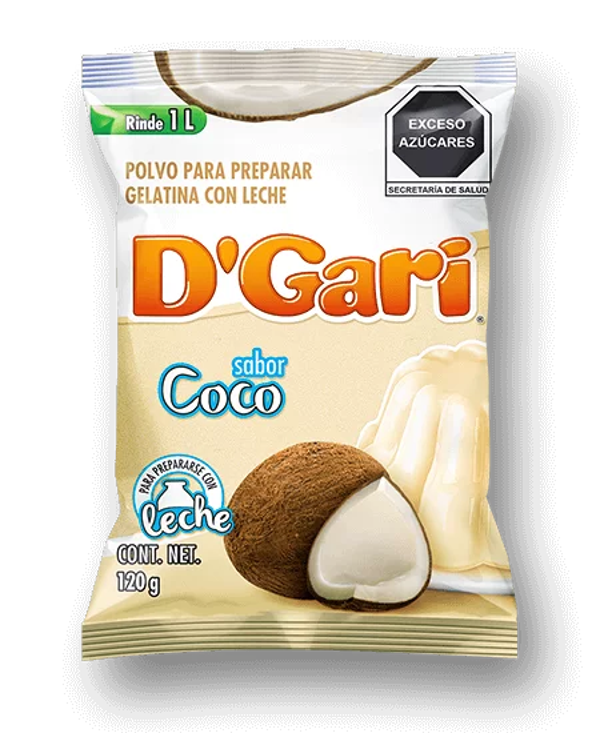 Gelatina D'Gari sabor coco 120 g