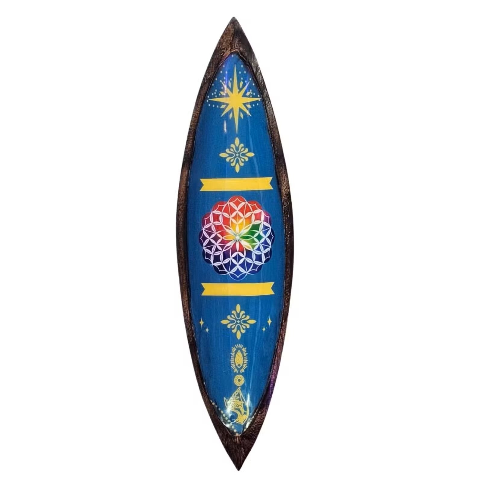 Bol à Encens Émaillé - Bois de Manguier - Mandala