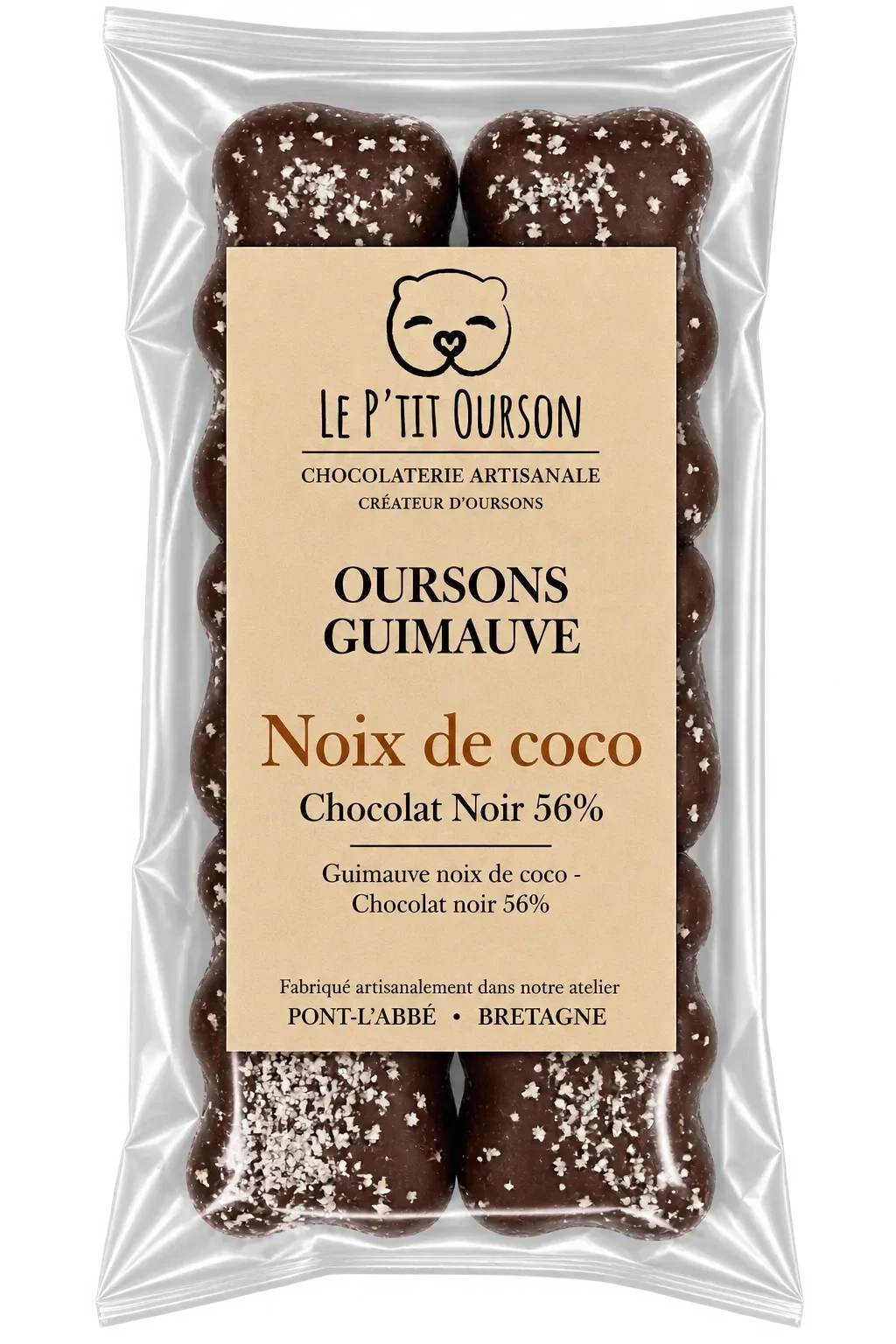 Oursons guimauve noix de coco - Chocolat noir 56%