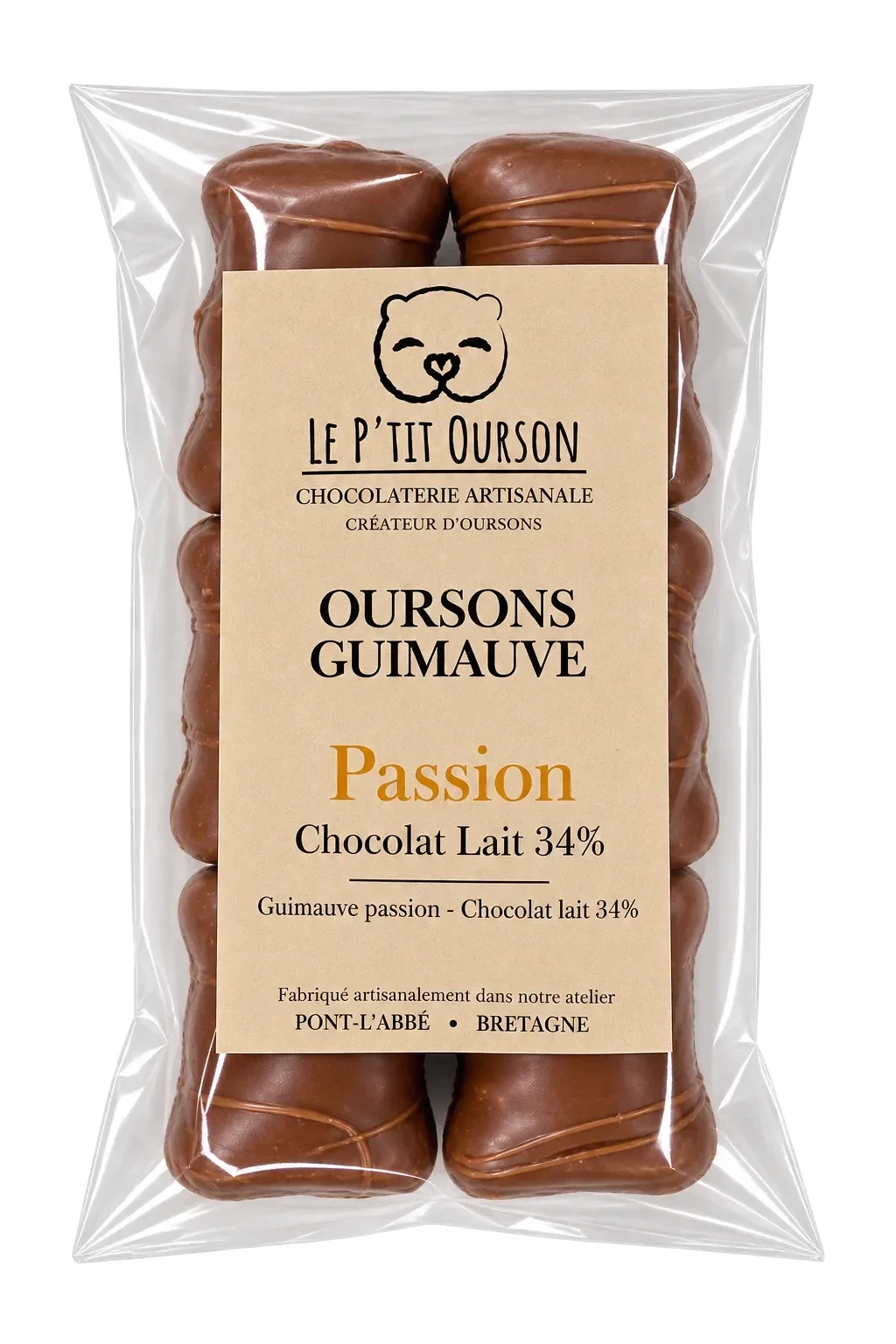 Oursons guimauve Fruit de la passion - Chocolat lait 34%