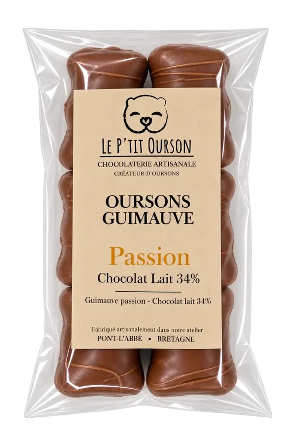 Oursons guimauve Fruit de la passion - Chocolat lait 34%