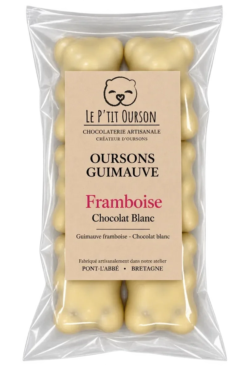 Oursons guimauve Framboise - Chocolat blanc