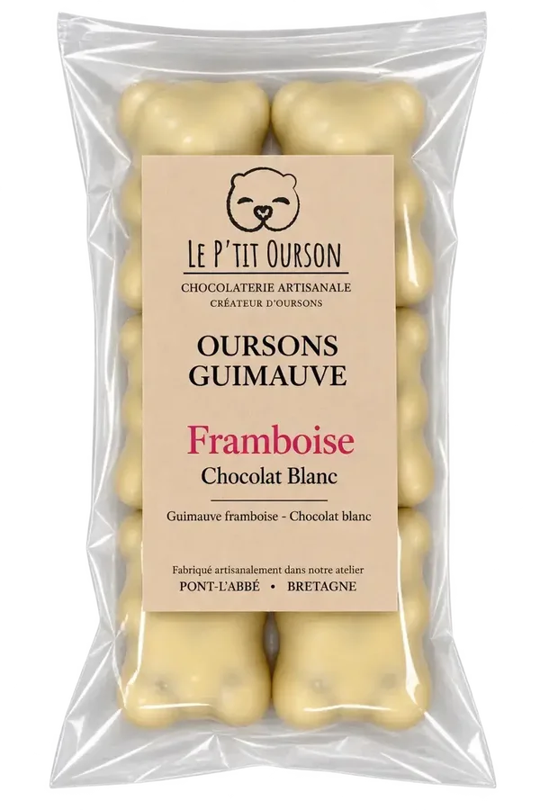 Oursons guimauve Framboise - Chocolat blanc