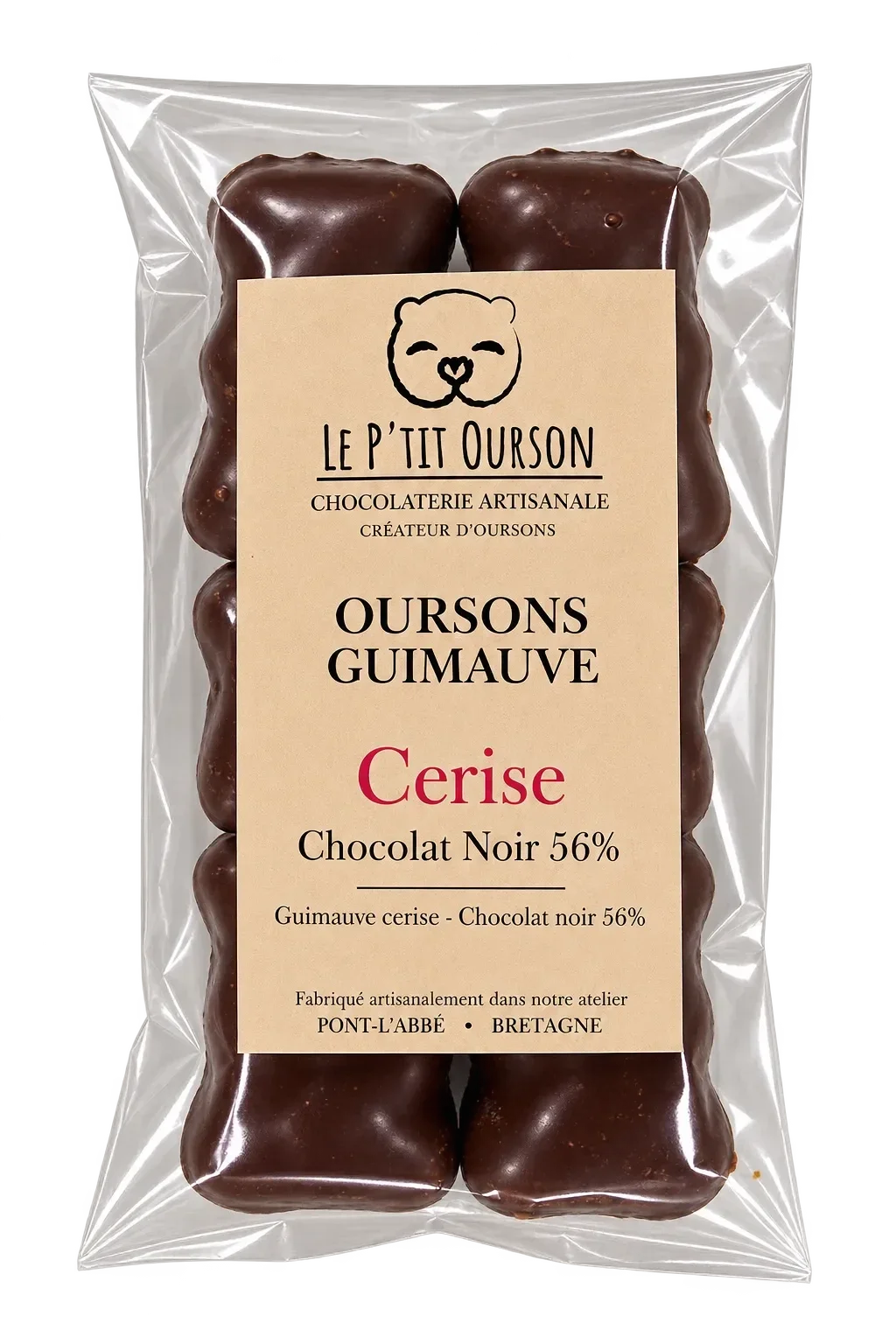 Oursons Guimauve Cerise - Chocolat noir 56%
