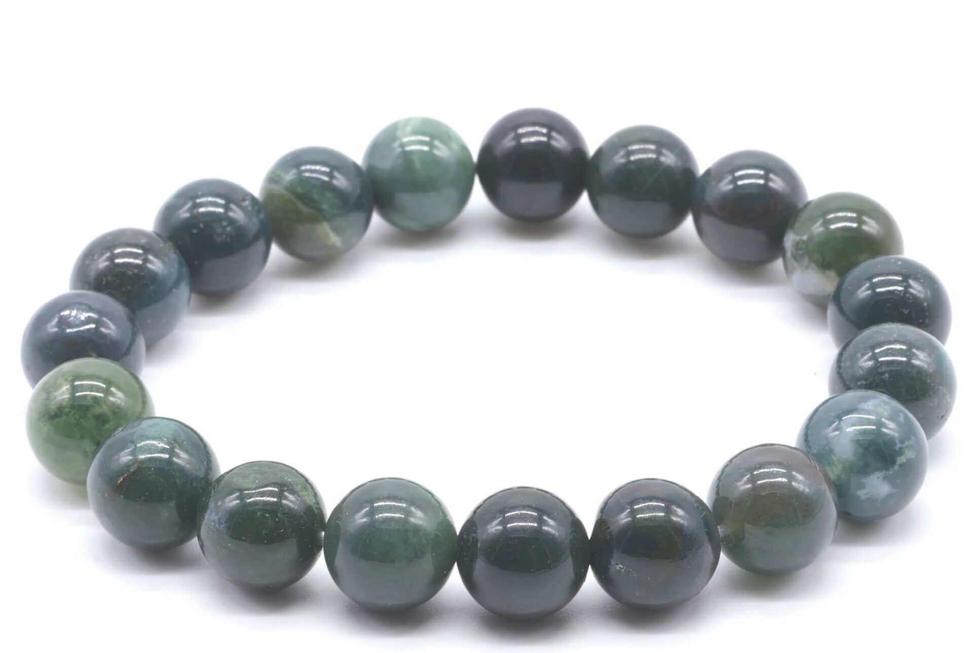 Bracelet Agate Mousse perles 10mm fabriquer par nous