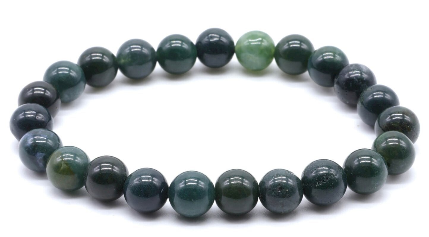 Bracelet Agate Mousse perles 8mm fabriquer par nous