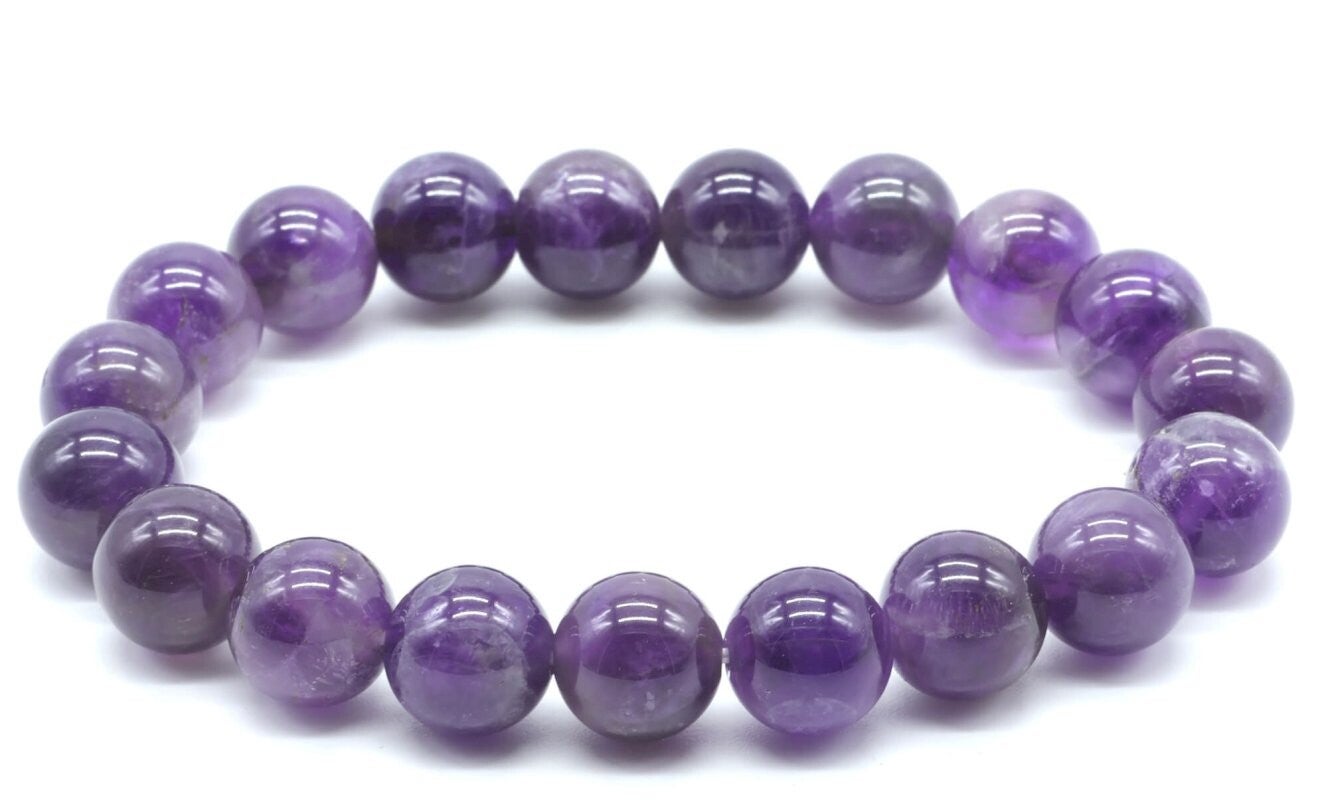 Bracelet 'Dark' Améthyste Perles 10mm