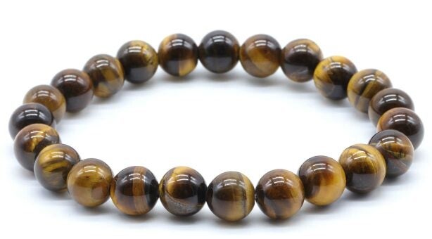 Bracelet Oeil de Tigre perles 8mm fabriquer par nous
