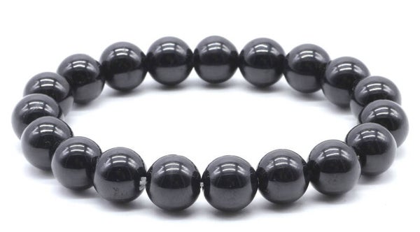 Bracelet Tourmaline Noire perles 10mm fabriquer  par nous