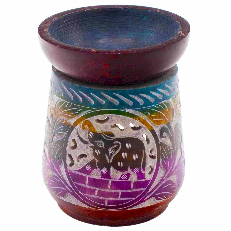 Petit Brûleur à Huile en Pierre Ollaire Colorée 8cm - Om & Élephant