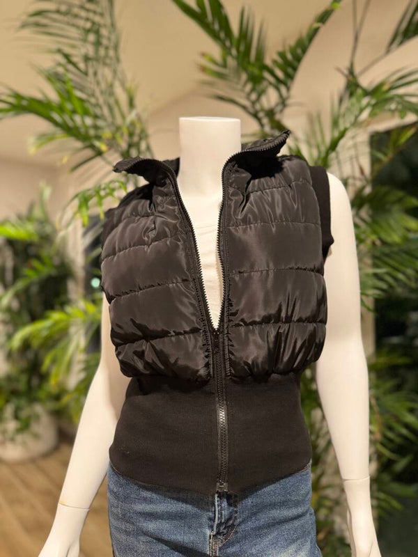 Black Zip Up Puffer Vest