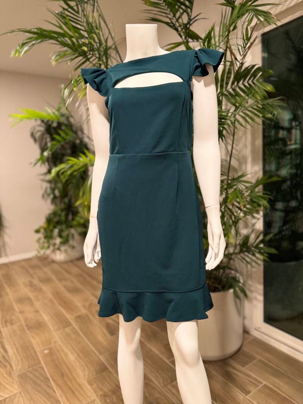 Hunter Green Ruffle Mini Dress