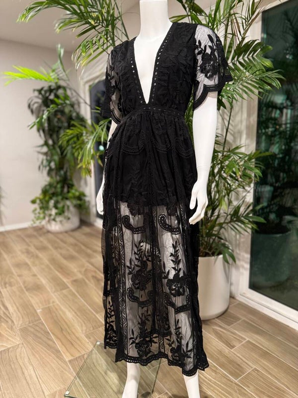 Black Lace Maxi Dress