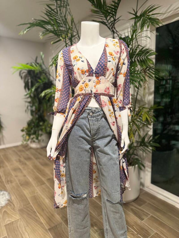 Ivory Floral Kimono