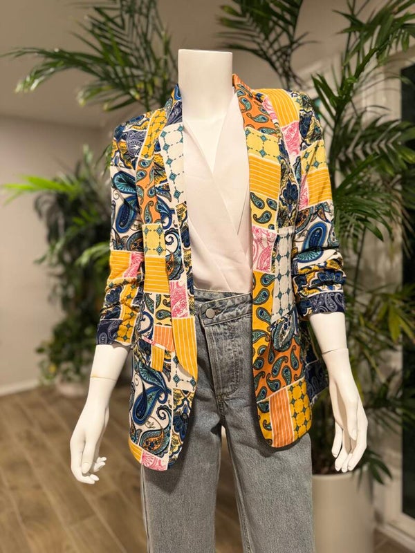 Yellow Multi Print Blazer