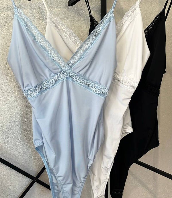 Body con inserti in pizzo