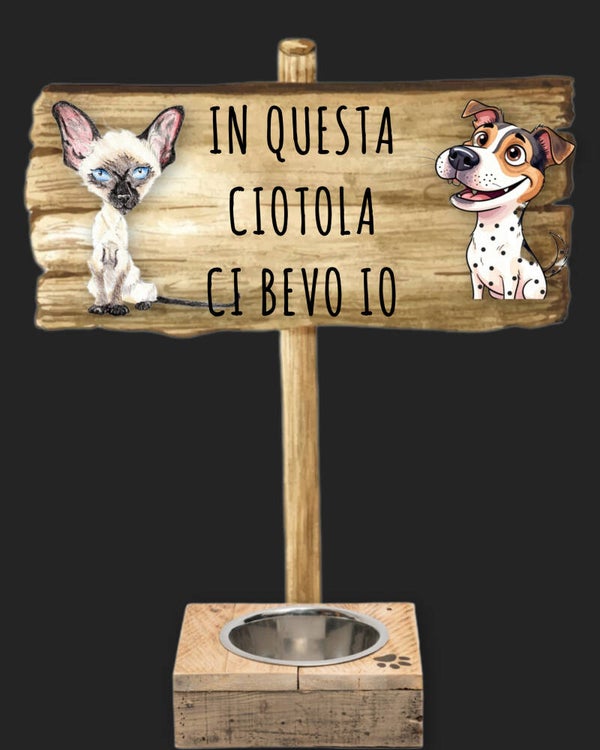 Segnaletica con ciotola per animali che vivono in strada