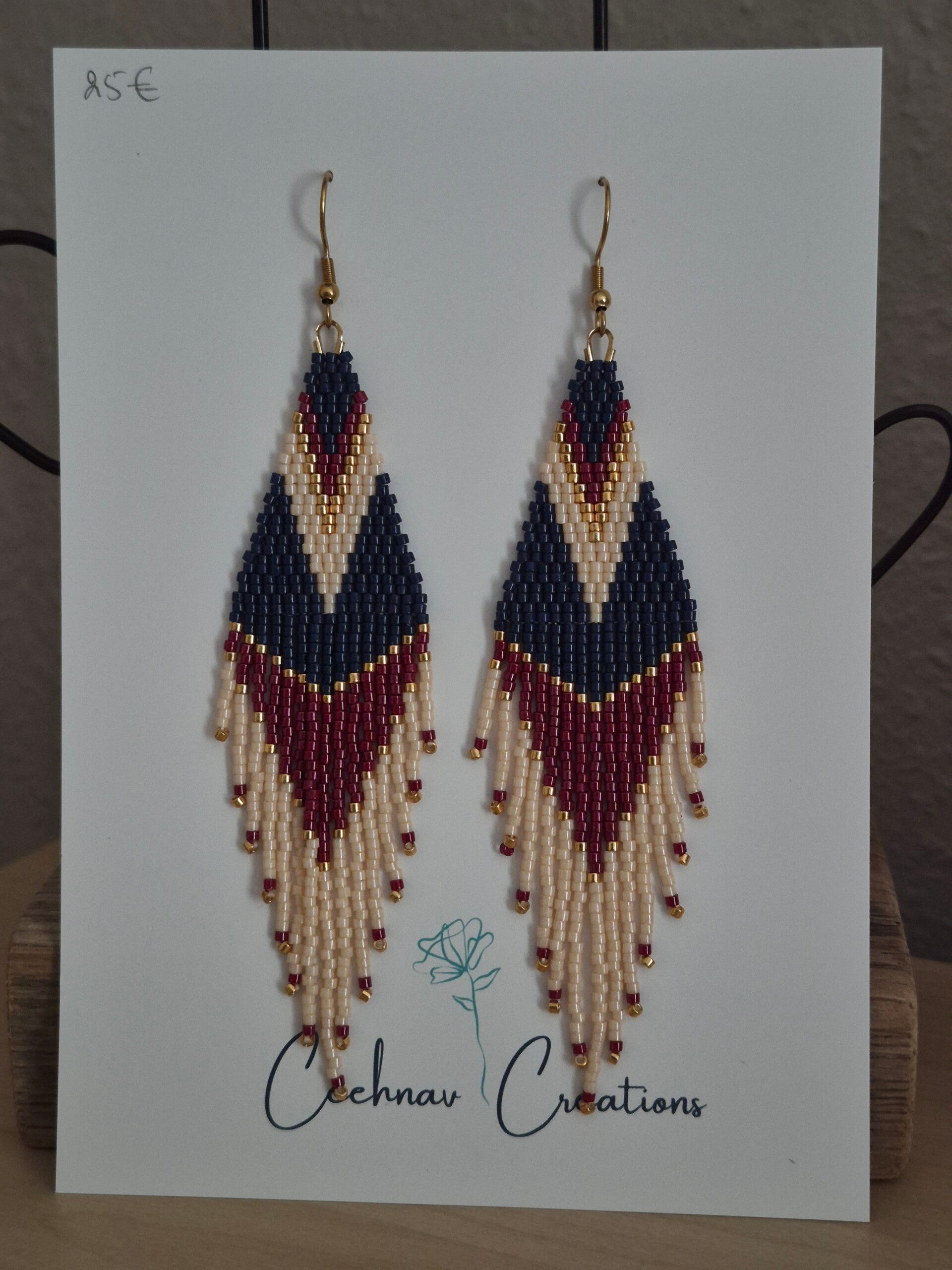 Royal Dusk – Franje Oorbellen in Marineblauw, Bordeaux & Antiek Goud