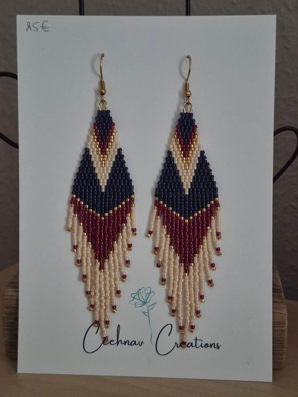 Royal Dusk – Franje Oorbellen in Marineblauw, Bordeaux & Antiek Goud
