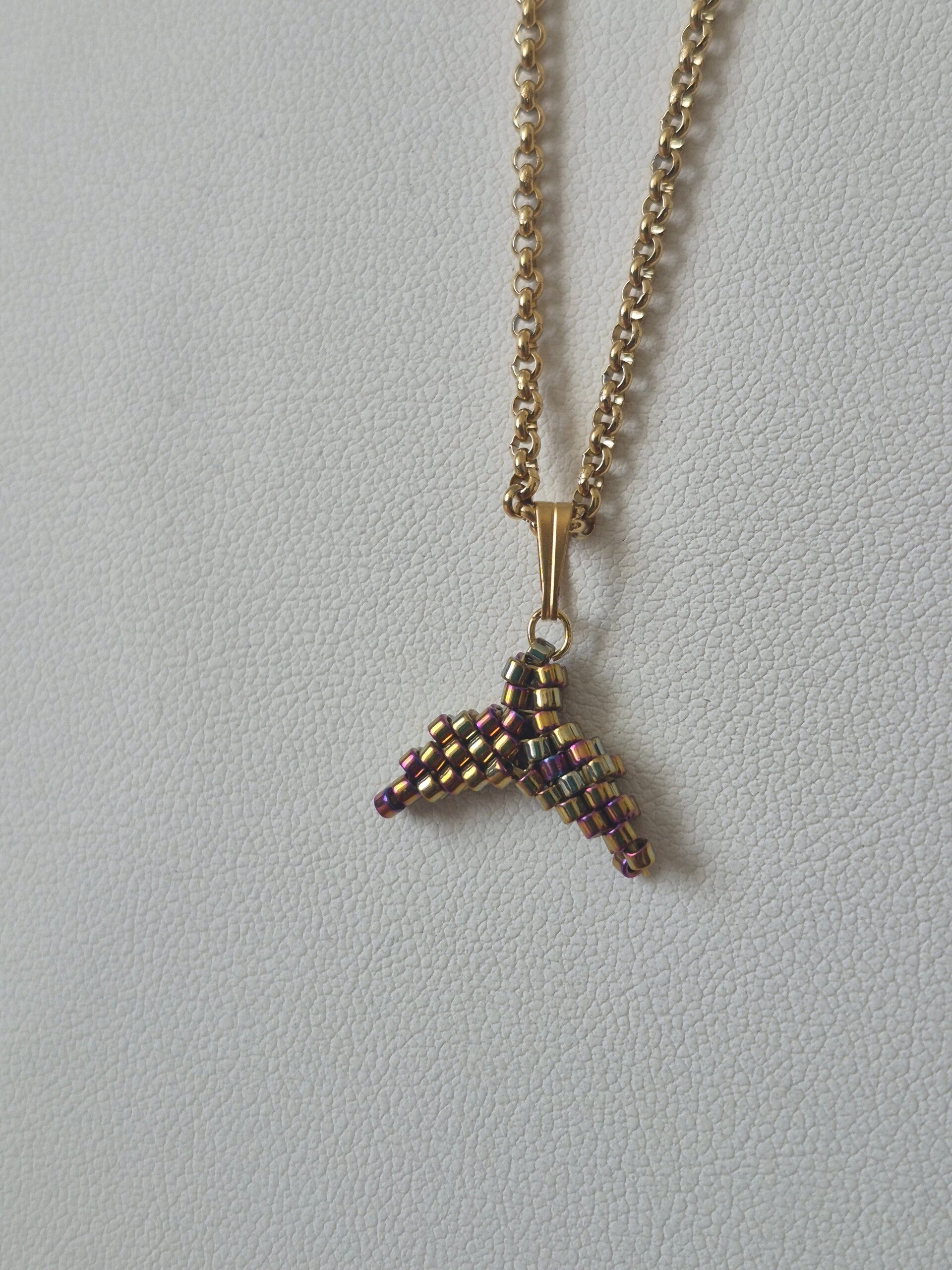 Velora Ketting – metallic purple gold iris/goud