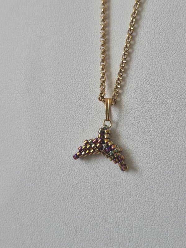 Velora Ketting – metallic purple gold iris/goud