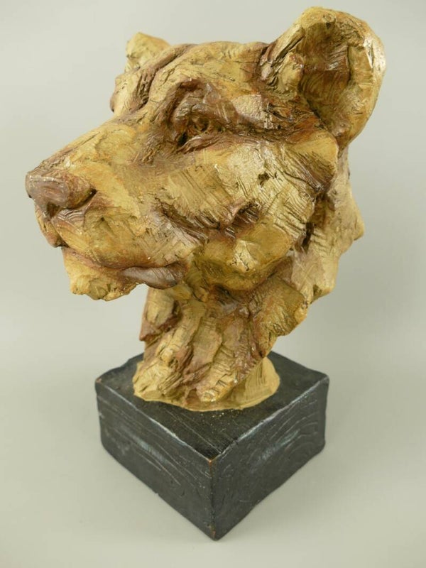 Tijgerkop ,  beeld van polystone erg mooi decoratiebeeld .