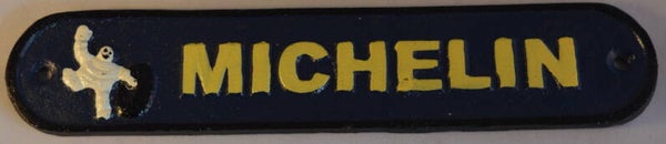 Michelin ,  bibendum logo smal gietijzeren wandbord.