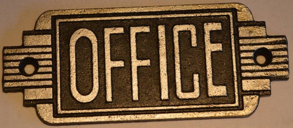 Office ,  art deco style  gietijzeren deurbord .
