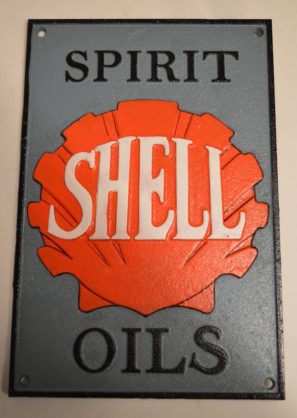 Shell , spirit oils gietijzeren wandbord, reclamebord