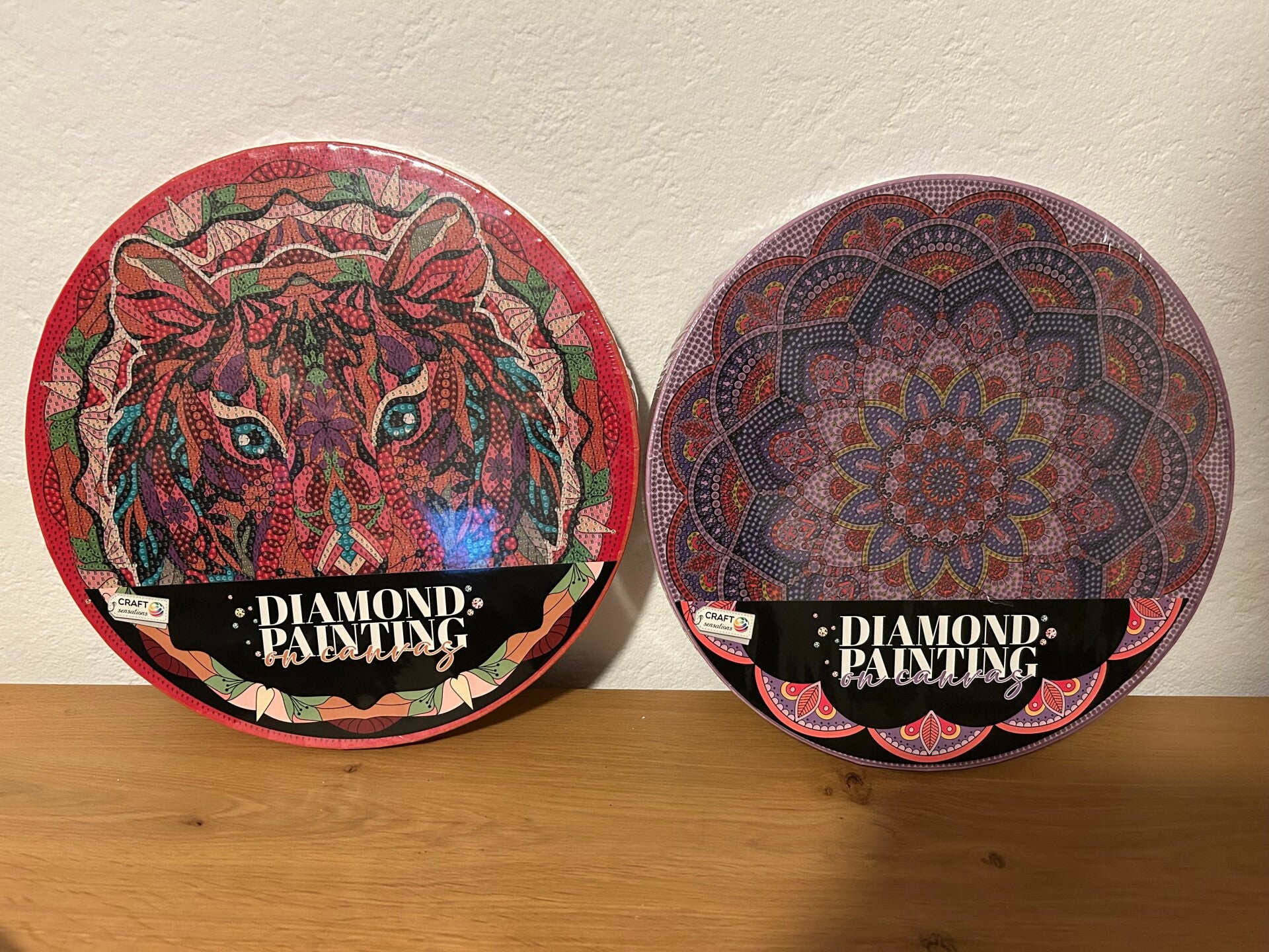 Daimond painting set 4 stuks rond op canvas