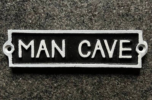 Mancave zwart/wit gietijzeren deurbordje wandbordje