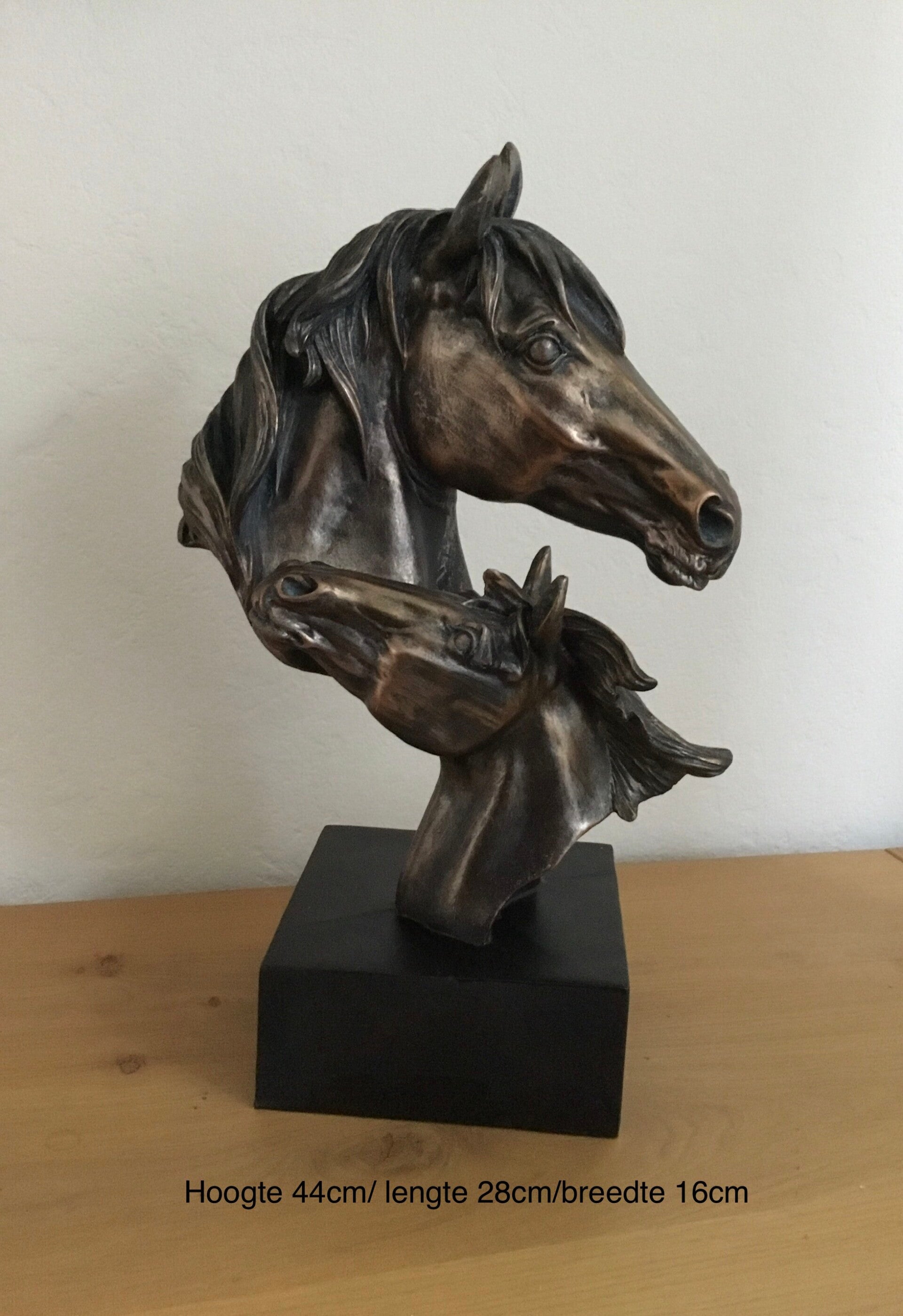 Paard/veulen hoofd mooi goudkleurig beeld.