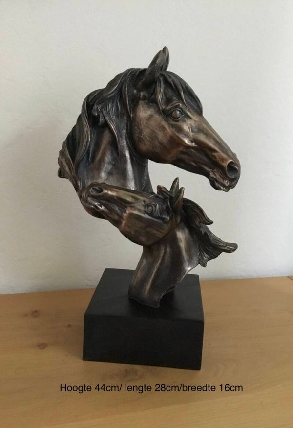 Paard/veulen hoofd mooi goudkleurig beeld.