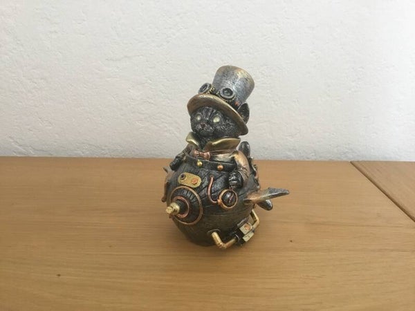 Steampunk katje leuk goudkleurig beeldje