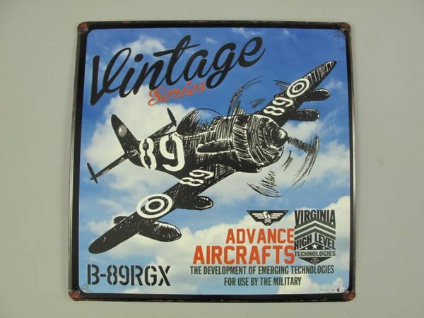 Fighter , plain vintage blikken wandbord .