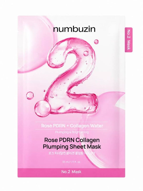 Numbuzin – No.2 Rose PDRN Overnight Collagen Mask, 1 Box, 37g x 4ea