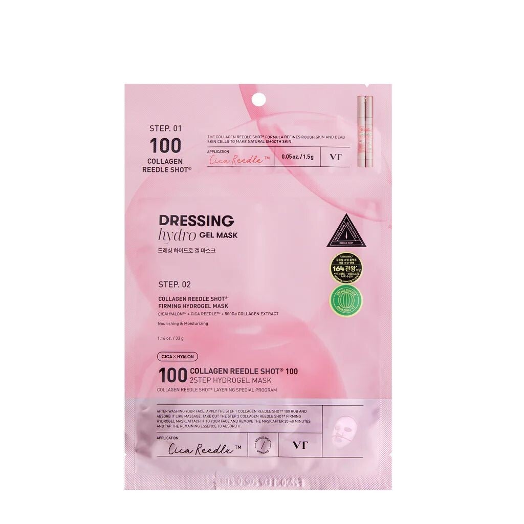 VT Cosmetics - Collagen Reedle Shot 100 2Step Mask - Firming Hydrogel Face Mask - 1.5g + 33g