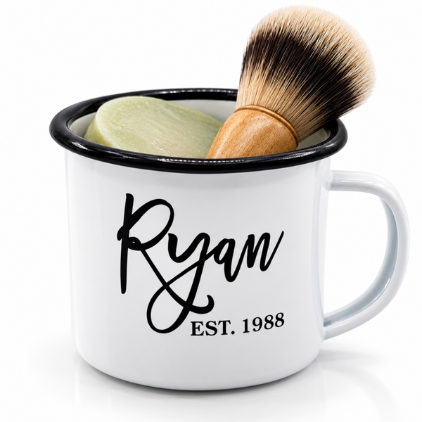 Enamel Mug Shaving Gift Set – Personalised - Cold Process Soap