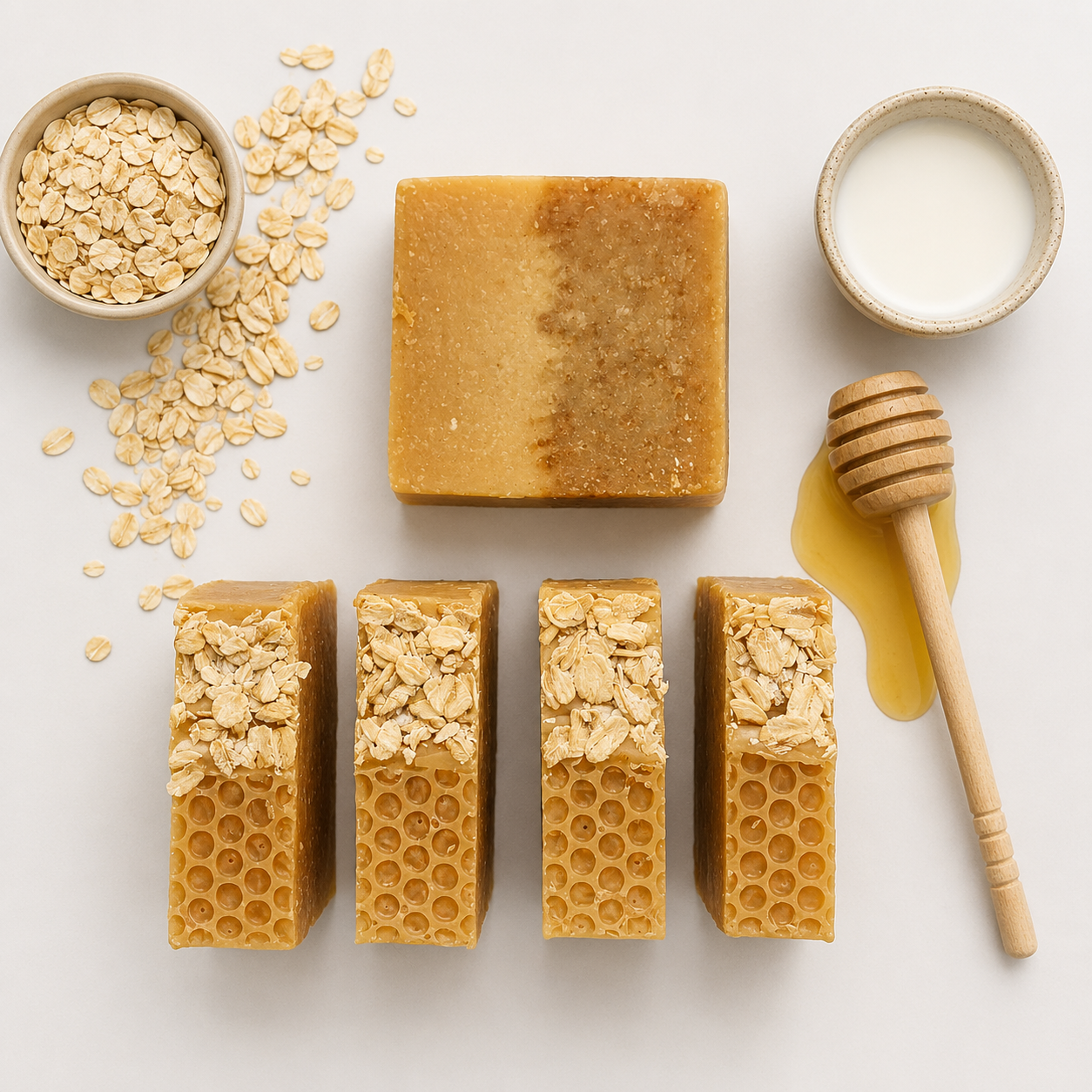 Honey, Milk & Oats – Cold Process Exfoliating Soap Bar