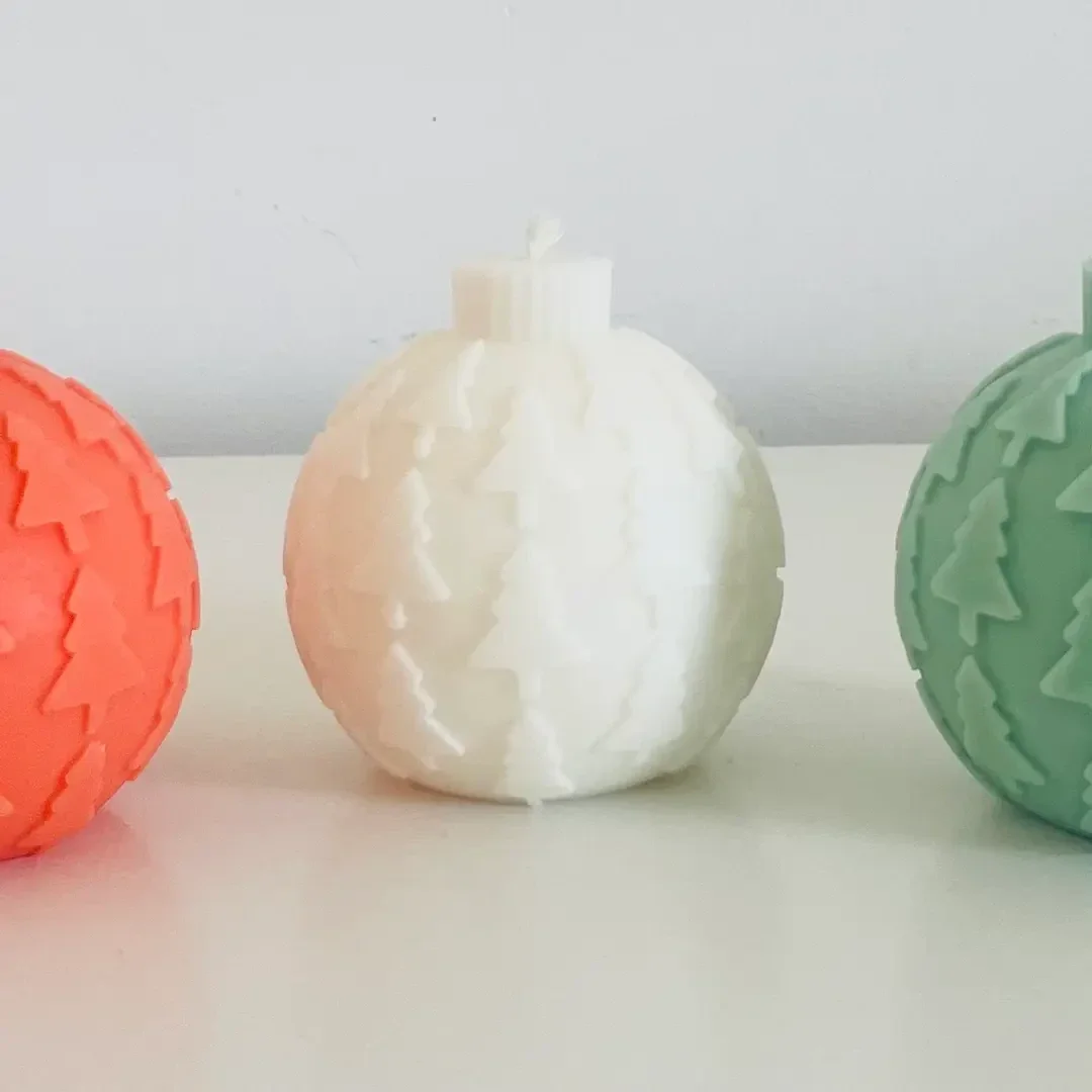 Hand gegoten kaars kerstbal - drie verschillende patronen