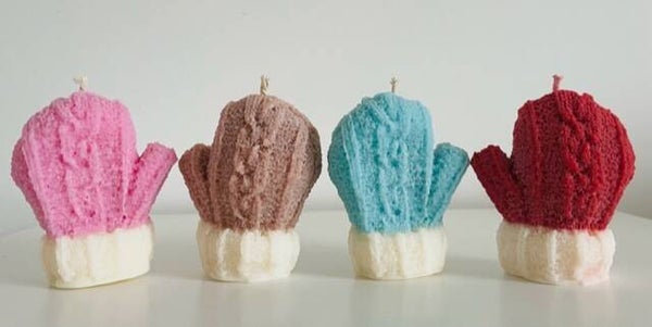 Hand- en huis gegoten kaars wollen handschoen/want
