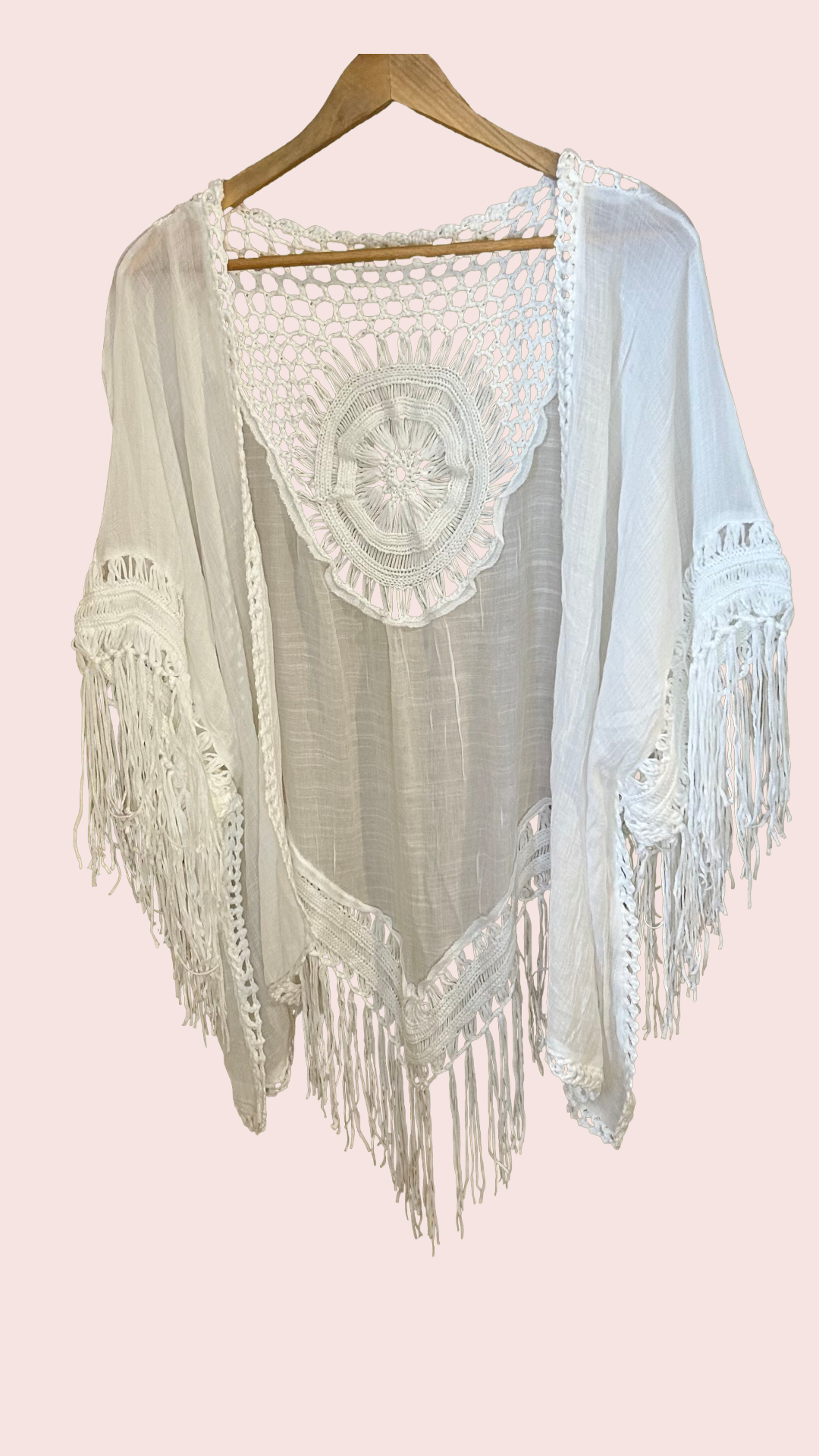 Crochet Medallion Tassel Kimono
