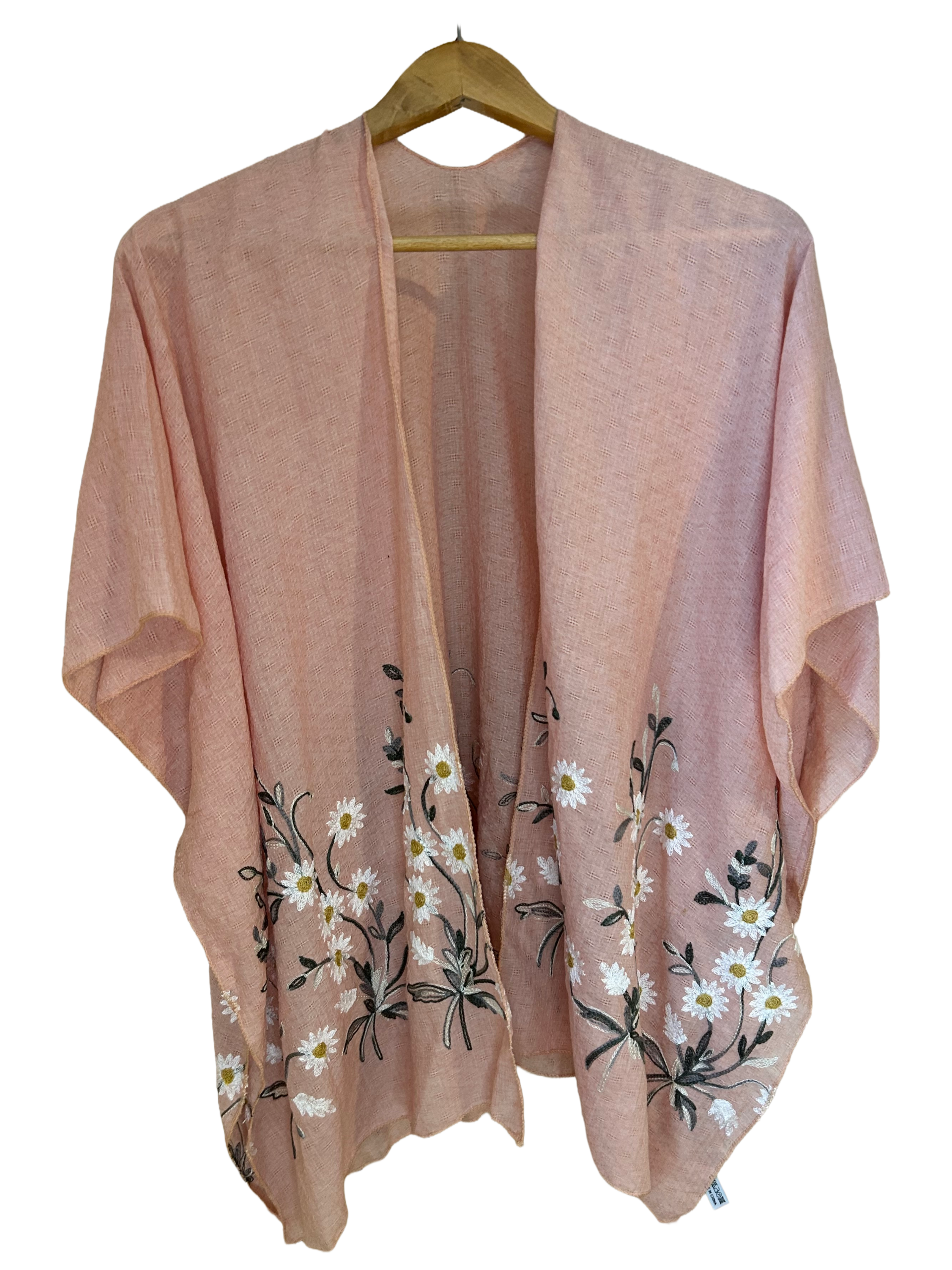 Daisy Embroidered Woven Kimono