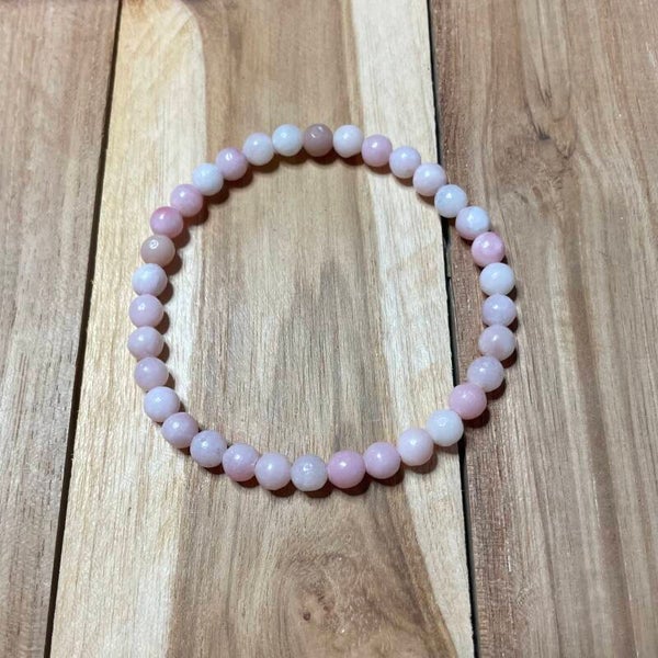 Roze Opaal kogelarmband  ca. 6 mm