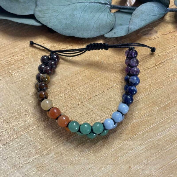 Chakra edelsteen armband met touw