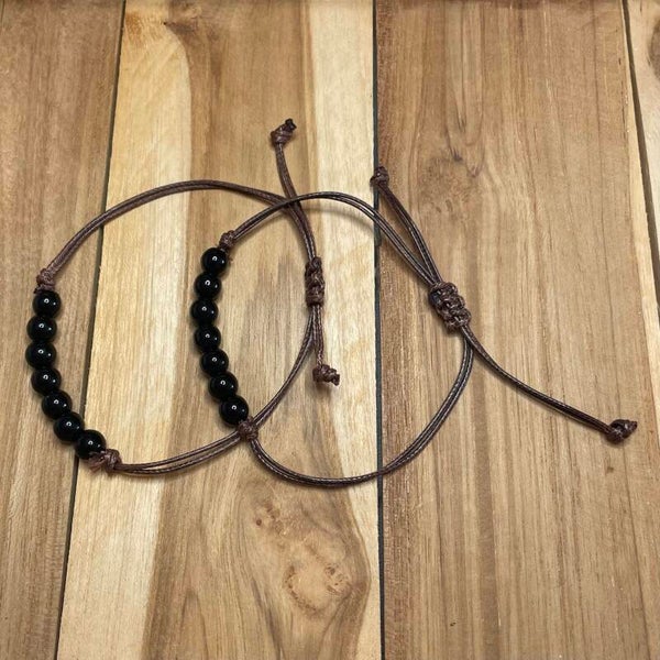 Zwarte toermalijn armband touw verstelbaar