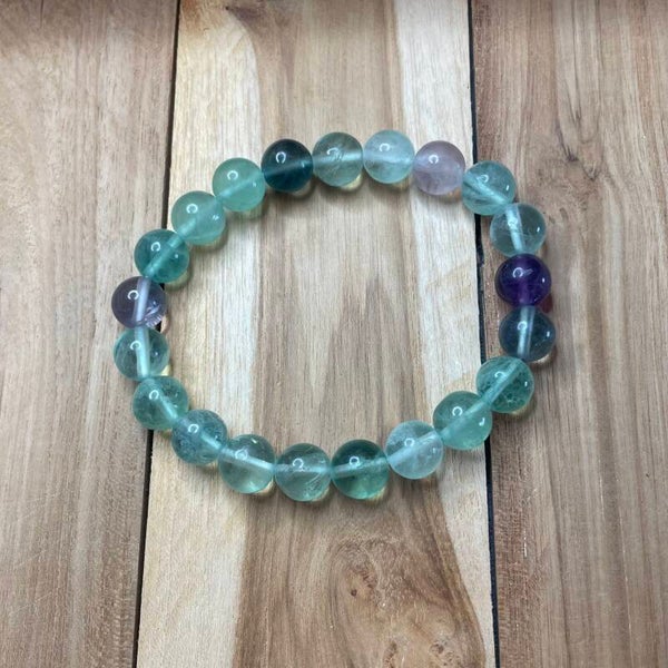 Fluoriet edelsteen armband met grote kralen